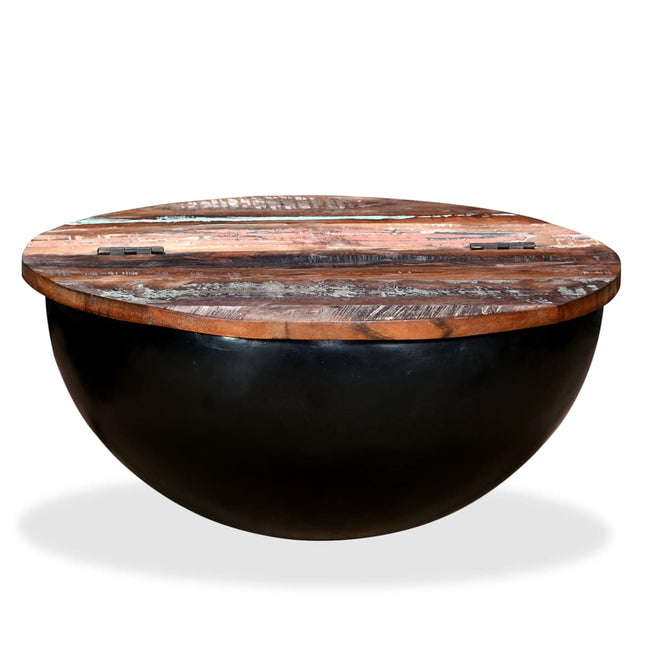 Table Basse Forme De Bol Avec Base En Acier Bois Recyclé