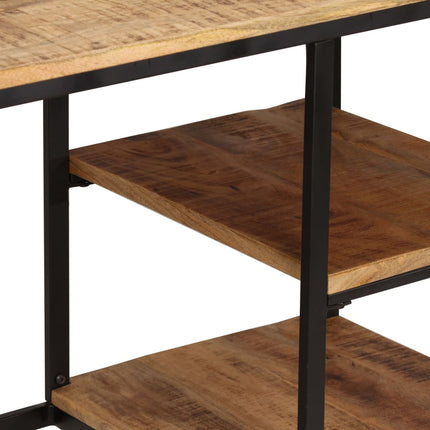 Bureau Avec Tabouret Pliant Bois De Manguier Massif 115X50X76Cm