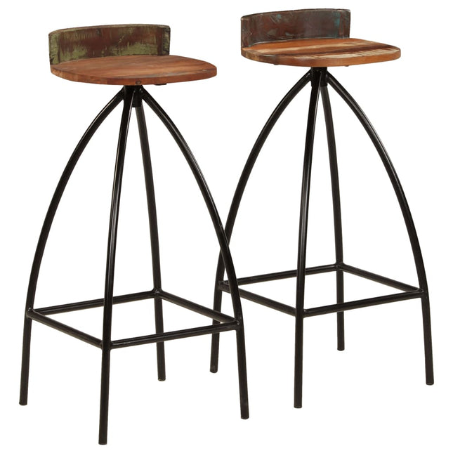Tabourets De Bar Lot De 2 Bois De Récupération Massif
