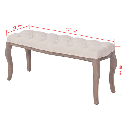 Banc Lin Bois Massif 110 X 38 X 48 Cm