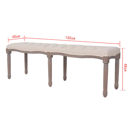 Banc Lin Bois Massif 150 X 40 X 48 Cm