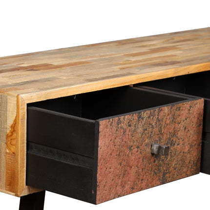 Table Console Teck Massif De Récupération 120 X 30 X 76 Cm