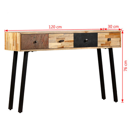 Table Console Teck Massif De Récupération 120 X 30 X 76 Cm