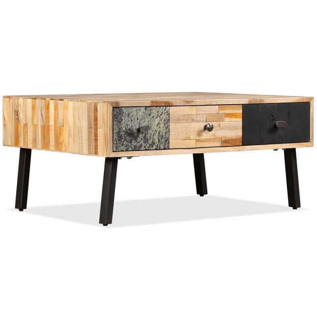 Table Basse Teck De Récupération Massif 90X65X40 Cm