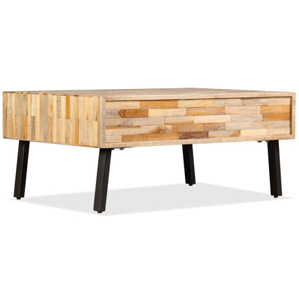 Table Basse Teck De Récupération Massif 90X65X40 Cm