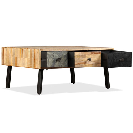 Table Basse Teck De Récupération Massif 90X65X40 Cm