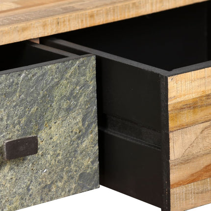 Table Basse Teck De Récupération Massif 90X65X40 Cm