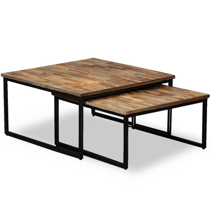 Ensemble De Table Basse Gigogne 2 Pcs Bois Massif