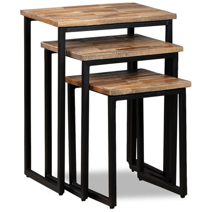 Ensemble De Table Basse Gigogne 3 Pcs Teck Massif Récupération