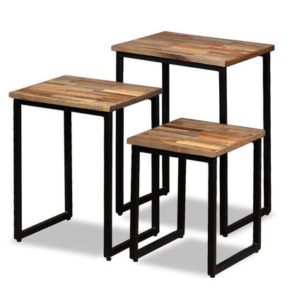 Ensemble De Table Basse Gigogne 3 Pcs Teck Massif Récupération