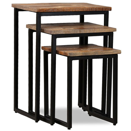 Ensemble De Table Basse Gigogne 3 Pcs Teck Massif Récupération