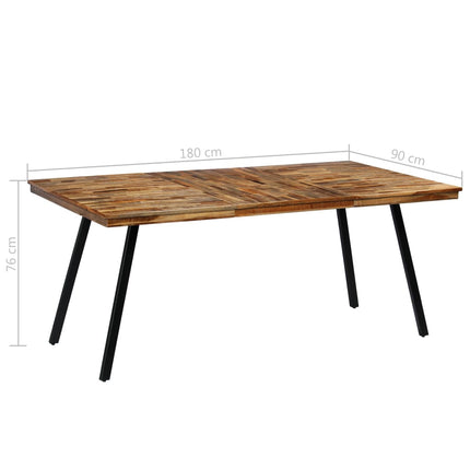 Table À Manger Teck Recyclé Et Acier 180X90X76 Cm