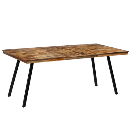 Table À Manger Teck Recyclé Et Acier 180X90X76 Cm
