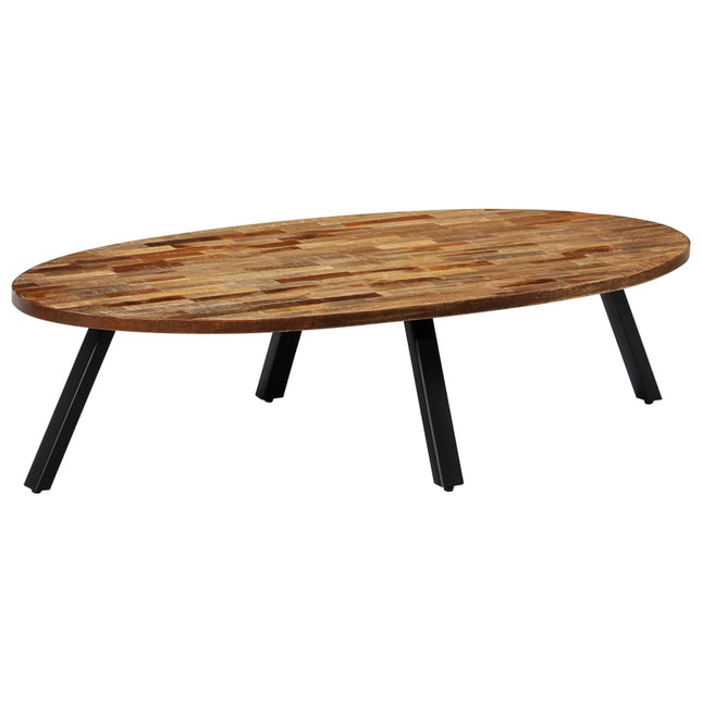 Table Basse Teck Recyclé Massif Ovale 120X60X30 Cm