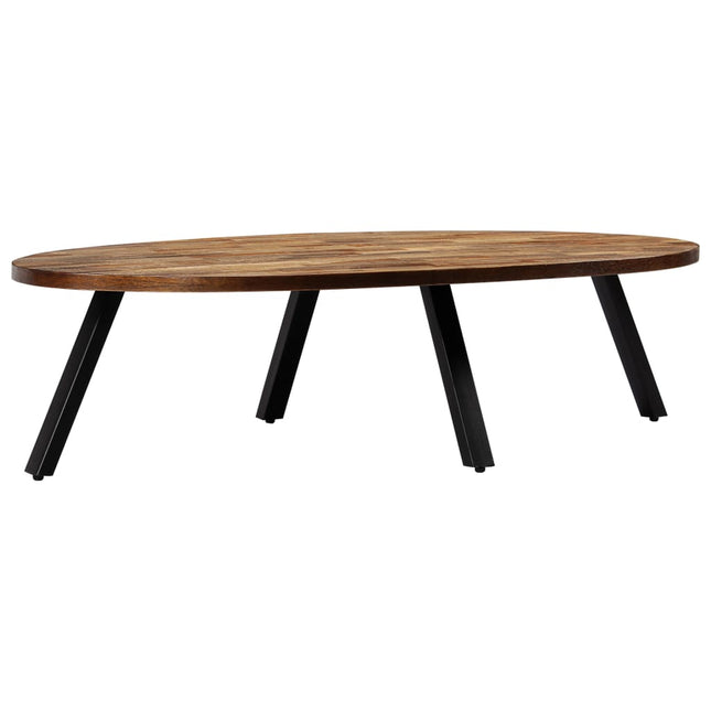 Table Basse Teck Recyclé Massif Ovale 120X60X30 Cm