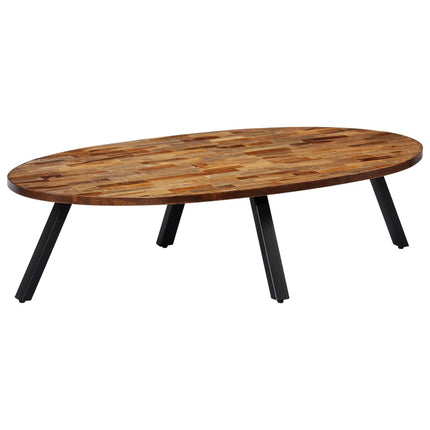 Table Basse Teck Recyclé Massif Ovale 120X60X30 Cm