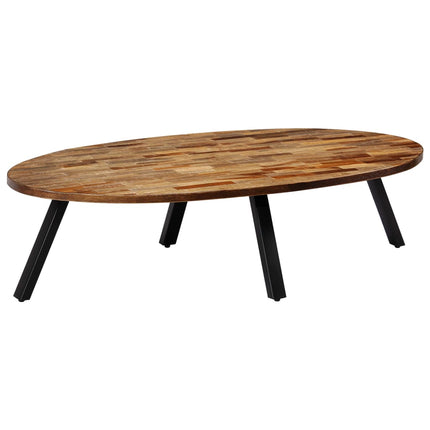 Table Basse Teck Recyclé Massif Ovale 120X60X30 Cm
