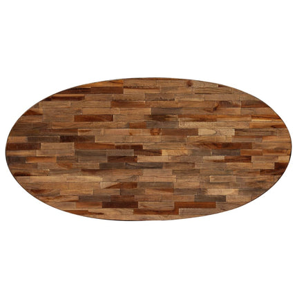Table Basse Teck Recyclé Massif Ovale 120X60X30 Cm