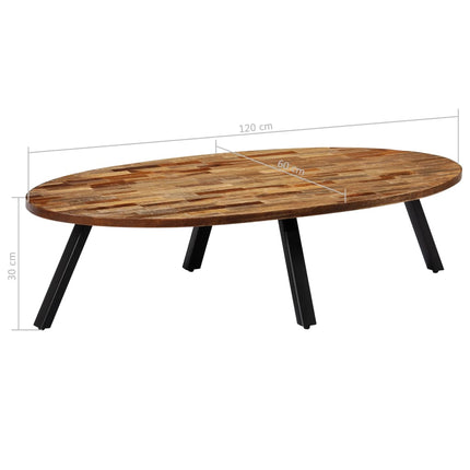 Table Basse Teck Recyclé Massif Ovale 120X60X30 Cm
