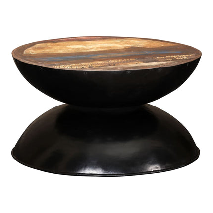 Table Basse Forme De Bol Avec Base En Acier Bois Recyclé