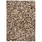 Tapis Cuir Véritable Patchwork Carré Marron/Blanc