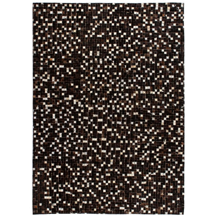 Tapis Cuir Véritable Patchwork Carré Noir/Blanc