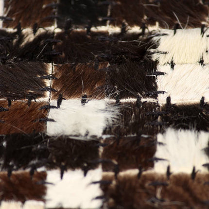 Tapis Cuir Véritable Patchwork Carré Noir/Blanc