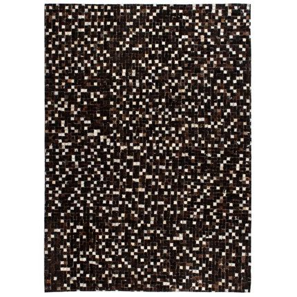 Tapis Cuir Véritable Patchwork Carré Noir/Blanc