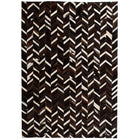 Tapis Cuir Véritable Patchwork Chevron Marron/Blanc
