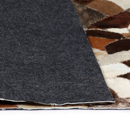 Tapis Cuir Véritable Patchwork Aléatoire Marron/Blanc