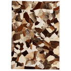 Tapis Cuir Véritable Patchwork Aléatoire Marron/Blanc