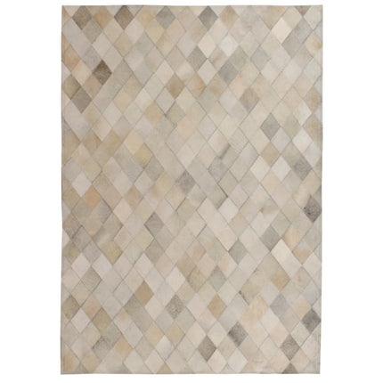 Tapis Cuir Véritable Patchwork Diamant