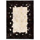 Tapis Cuir Véritable Patchwork Carré Noir/Blanc