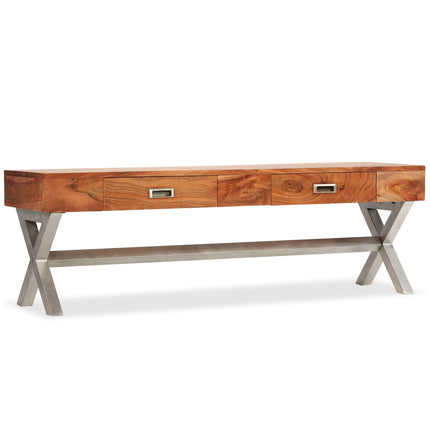 Meuble Tv Avec Tiroirs Bois D’acacia Massif 140 Cm