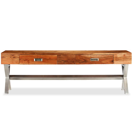 Meuble Tv Avec Tiroirs Bois D’acacia Massif 140 Cm