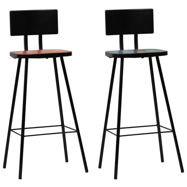 Tabourets De Bar Lot De 2 Bois Massif De Récupération