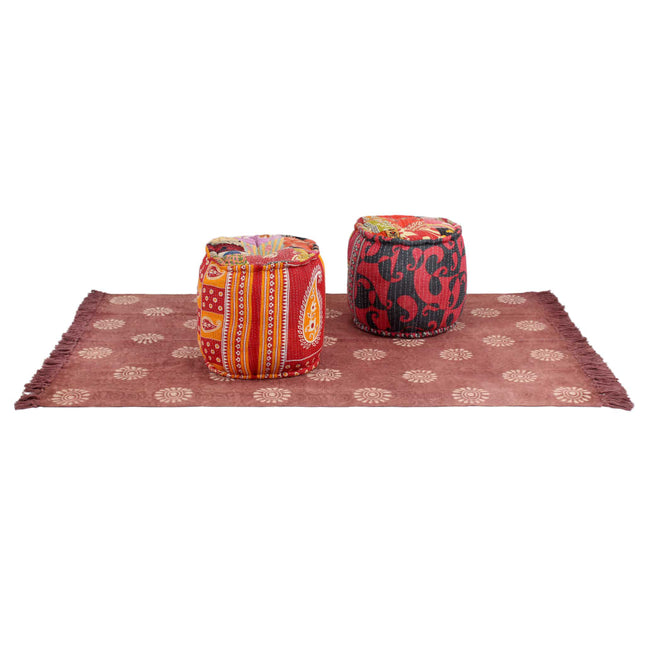Poufs Et Tapis 3 Pcs Tissu
