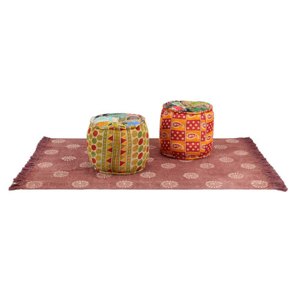 Poufs Et Tapis 3 Pcs Tissu