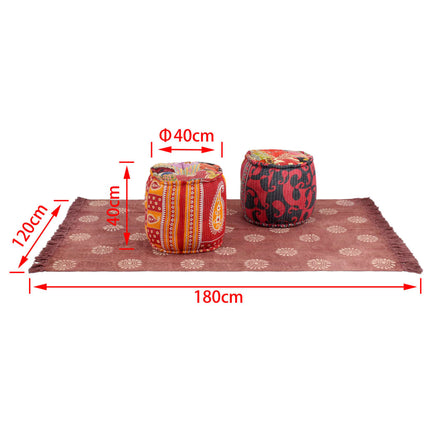 Poufs Et Tapis 3 Pcs Tissu