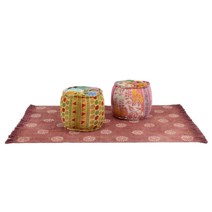Poufs Et Tapis 3 Pcs Tissu
