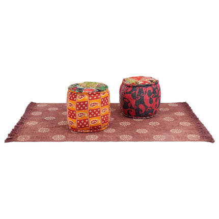 Poufs Et Tapis 3 Pcs Tissu