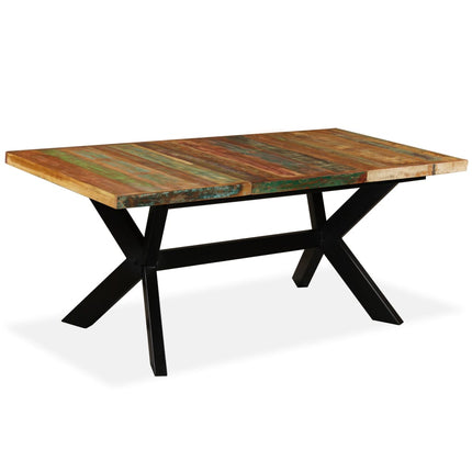 Table À Manger Bois Récupération Massif Et Croix En Acier 180Cm