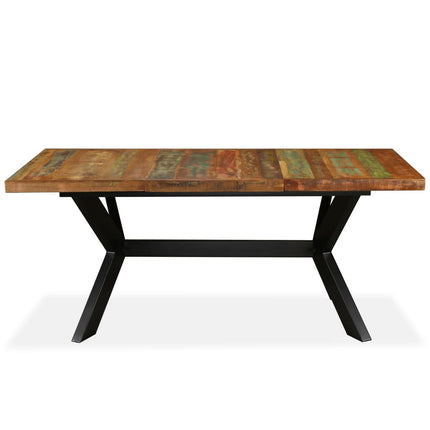 Table À Manger Bois Récupération Massif Et Croix En Acier 180Cm