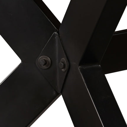 Table À Manger Bois Récupération Massif Et Croix En Acier 180Cm