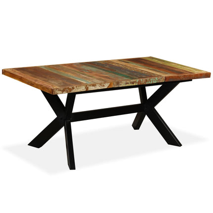 Table À Manger Bois Récupération Massif Et Croix En Acier 180Cm