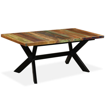 Table À Manger Bois Récupération Massif Et Croix En Acier 180Cm