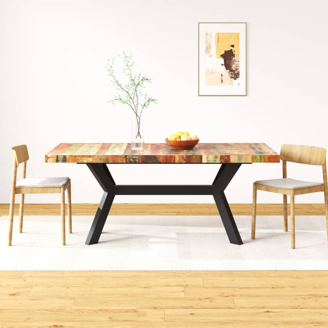 Table À Manger Bois Récupération Massif Et Croix En Acier 180Cm
