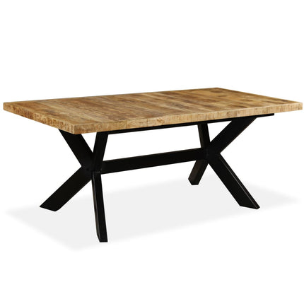 Table À Manger Bois De Manguier Massif Et Croix En Acier 180 Cm