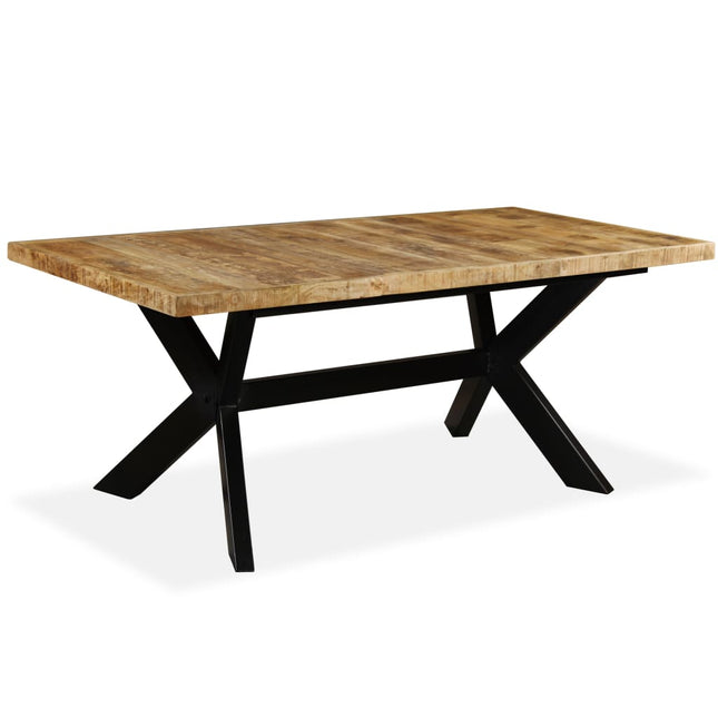 Table À Manger Bois De Manguier Massif Et Croix En Acier 180 Cm