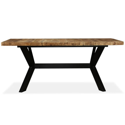 Table À Manger Bois De Manguier Massif Et Croix En Acier 180 Cm